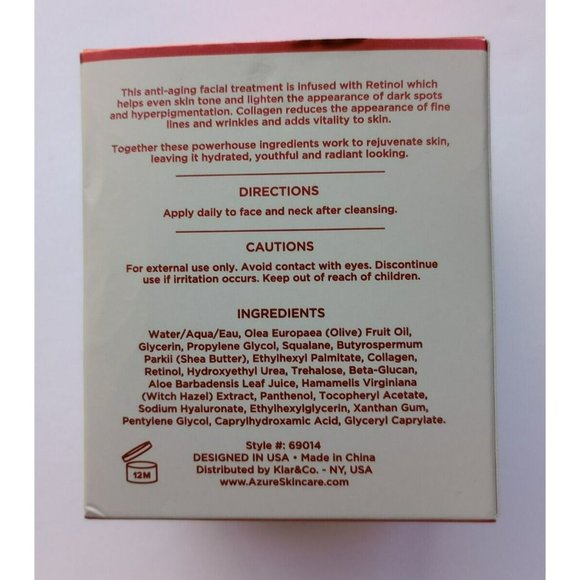 Azure Retinol & Collagen Anti-Aging Day Cream 1.69 Fl. Oz. / 50ml - Picture 4 of 5